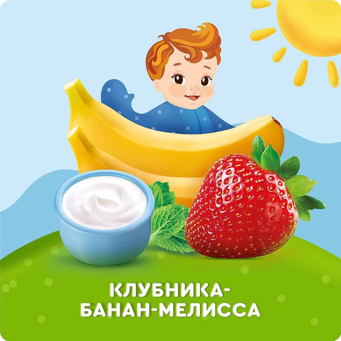 Творог Агуша Засыпайка клубника-банан-мелиса  3,8% 100гр пэт