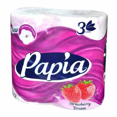 Бумага туалетная Papia Клубника 3сл 4рул м/у