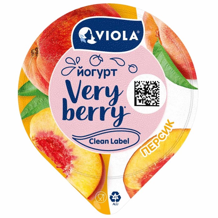 Йогурт Viola Very Berry Персик 2,6% 180гр пэт