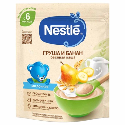 Каша Nestle овсяная молочная груша,банан 200гр д/п