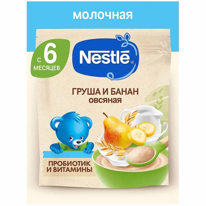 Каша Nestle овсяная молочная груша,банан 200гр д/п