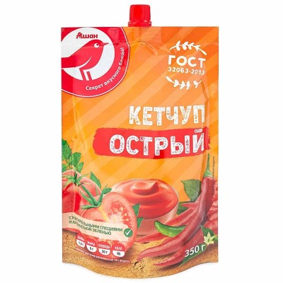 Кетчуп Ашан Острый 350гр д/п