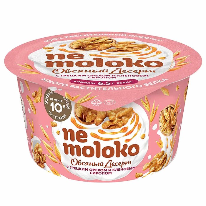 Десерт Nemoloko овсяный грецкий орех-кленовый сироп 130гр пэт