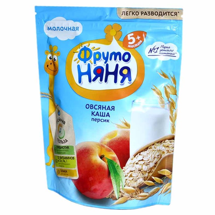 Каша ФрутоНяня овсяная молочная с персиком с 5мес 200гр к/у