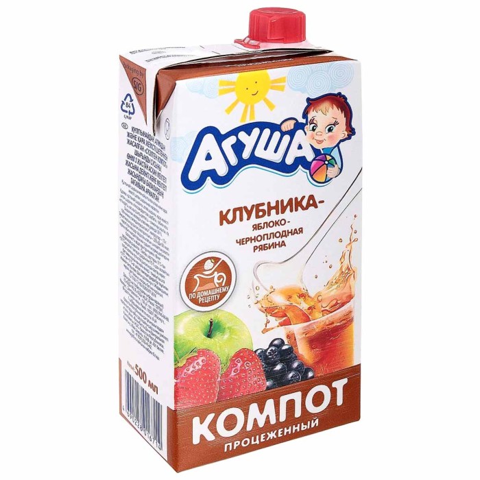 Компот Агуша клубника-яблоко-черноплодная рябина 500мл т/п