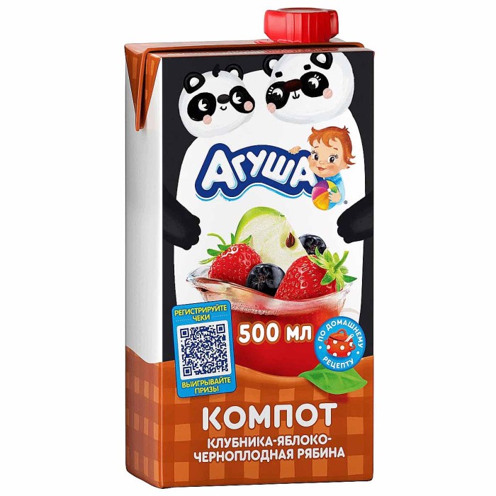 Компот Агуша клубника-яблоко-черноплодная рябина 500мл т/п