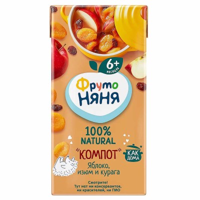 Компот Фруто Няня яблоко-изюм-курага 200мл т/п