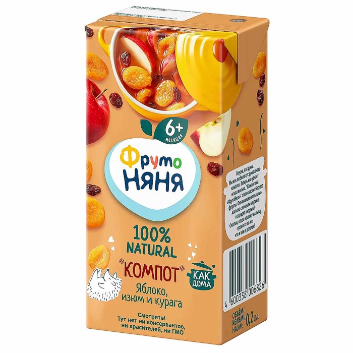 Компот Фруто Няня яблоко-изюм-курага 200мл т/п