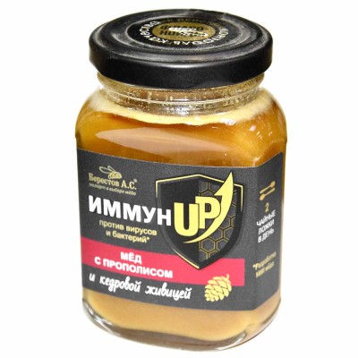 Мед Берестов ИммунUP с прополисом и кедровой живицей 200гр ст/б