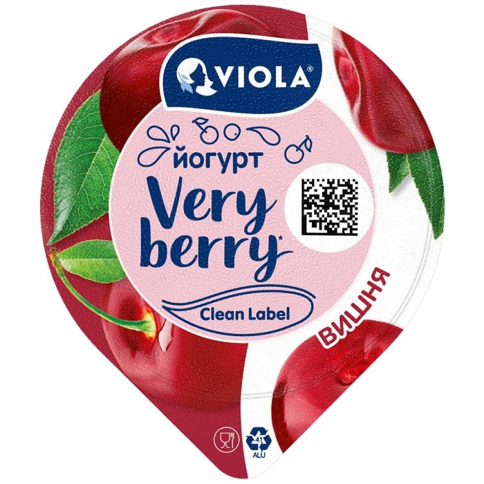 Йогурт Viola Very Berry Вишня 2,6% 180гр пэт