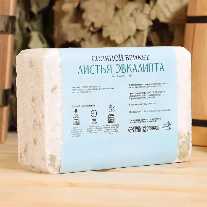 Брикет соляной Добропаровъ с листьями эвкалипта 1,35кг