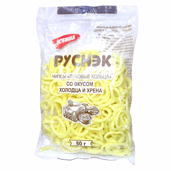 Кольца луковые Руснэк вкус холодца и хрена 80гр м/у