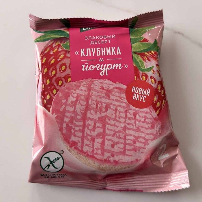 Десерт злаковый Dr.Korner рисовый клубника и йогурт 34гр м/у
