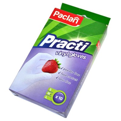 Перчатки Paclan Practi виниловые М 10шт к/у