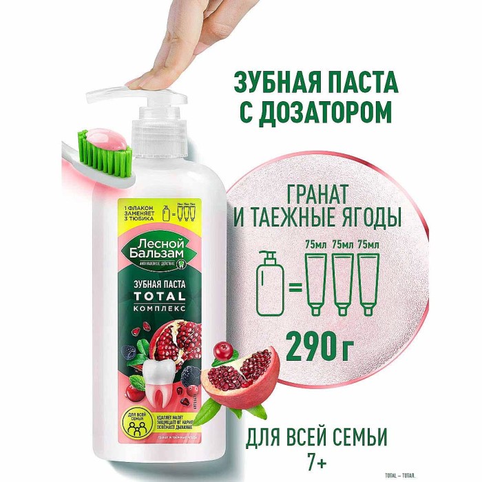 Зубная паста Лесной бальзам Total Грант и таежные ягоды 290мл пэт