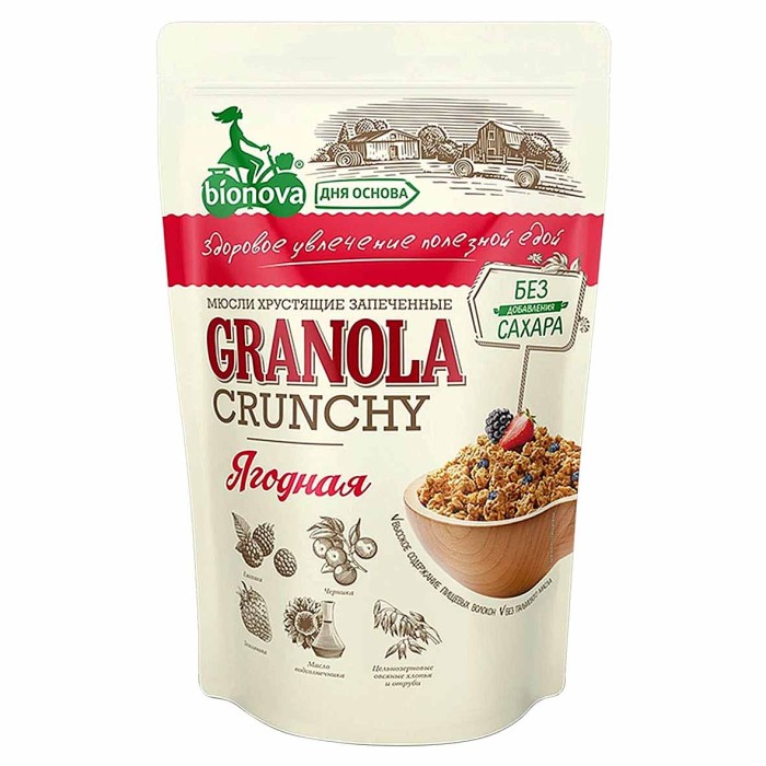 Гранола мюсли Bionova Crunchy Ягодная 400гр м/у