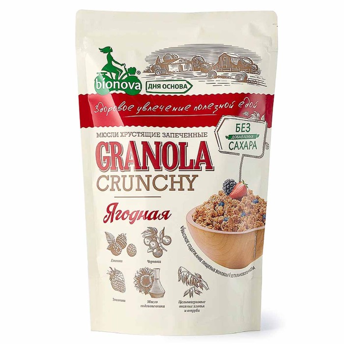 Гранола мюсли Bionova Crunchy Ягодная 400гр м/у