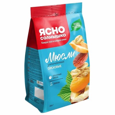 Мюсли Ясно солнышко запеченные ореховые 300гр м/у