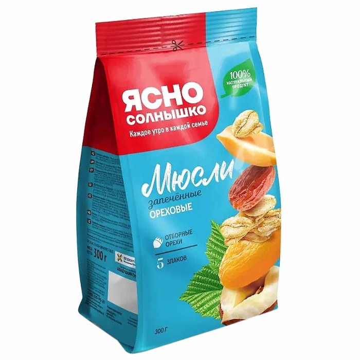 Мюсли Ясно солнышко запеченные ореховые 300гр м/у