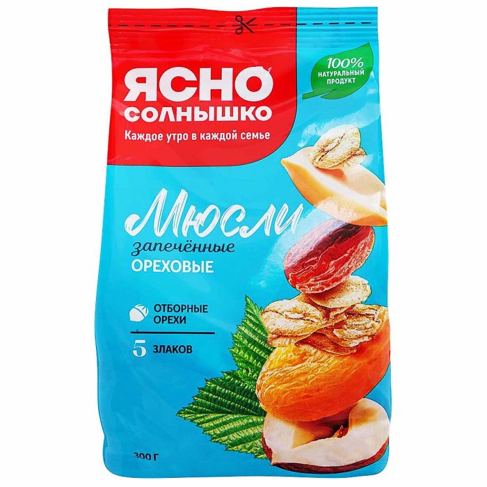 Мюсли Ясно солнышко запеченные ореховые 300гр м/у