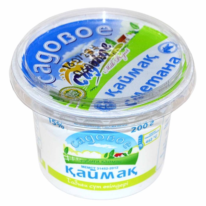 Сметана Садовое 15% 200гр пэт