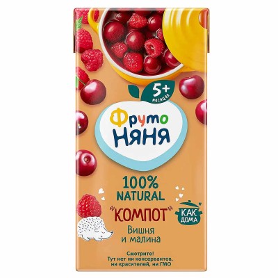 Компот Фруто Няня вишня-малина 200мл т/п