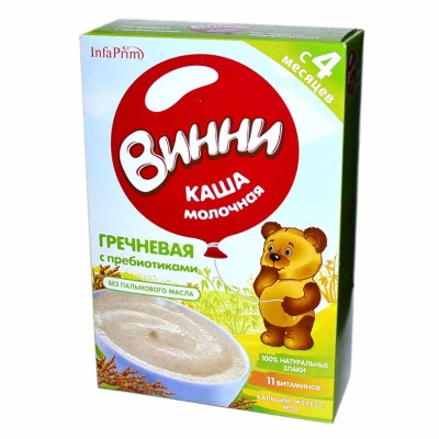 Каша Винни гречневая молочная с пребиотиками с 4мес 200гр к/у
