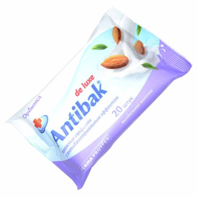 Салфетки влажные Antibak Миндальное молочко 20шт м/у