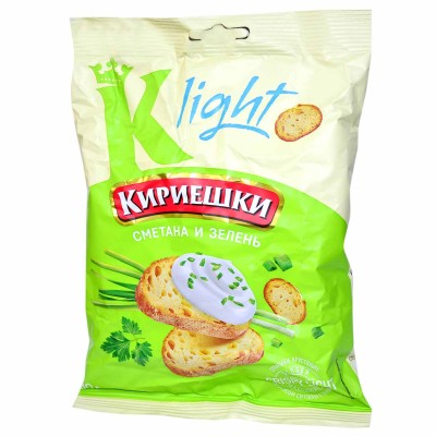 Сухарики Кириешки Light пшеные вкус сметана с зеленью 33гр м/у