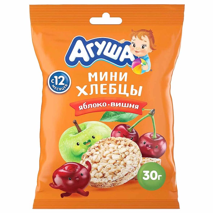 Хлебцы Агуша  Мультизлаковые яблоко-вишня 30гр м/у
