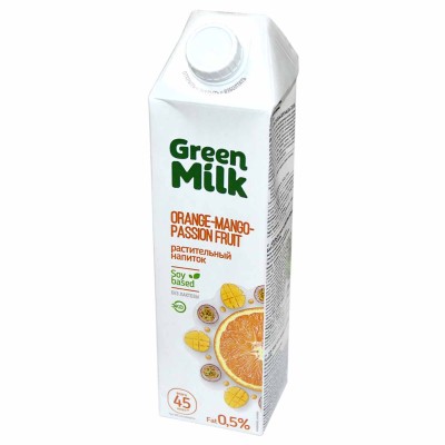 Напиток соевый Green Milk апельсин-манго-маракуйя 1л т/п (12шт)