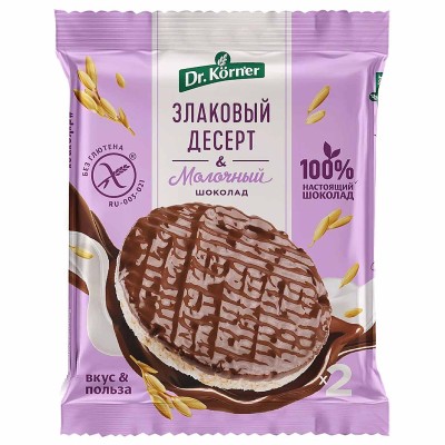 Десерт злаковый Dr.Korner рисовый с молочным шоколадом 17гр м/у