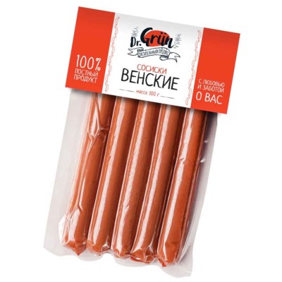 Продукт растительный Dr.Grun Сосиски Венские 300гр в/у
