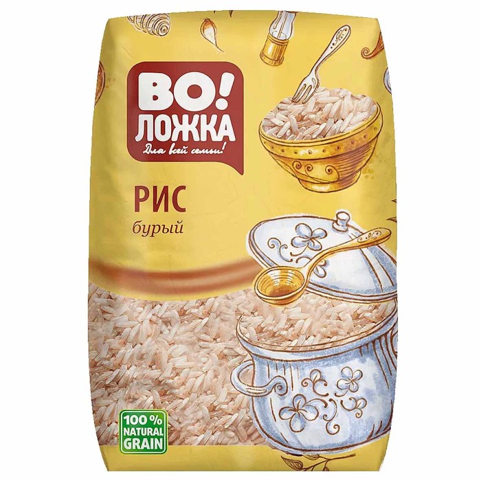 Крупа рис Во!Ложка бурый 800гр м/у