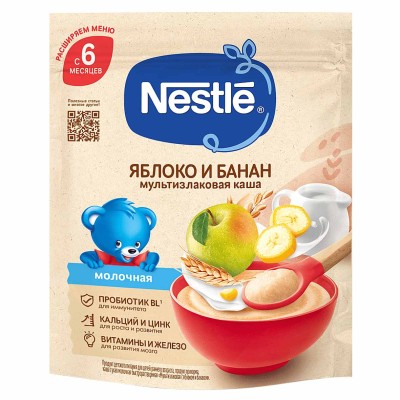 Каша Nestle мультизлаковая молочная яблоко,банан 200гр д/п