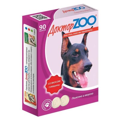 Лакомство для собак Доктор ZOO мультивитаминное с говядиной 90шт к/у