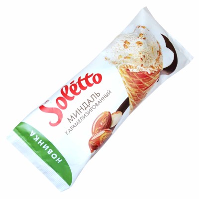Рожок Soletto вафельный миндаль карамелизированный 75гр м/у