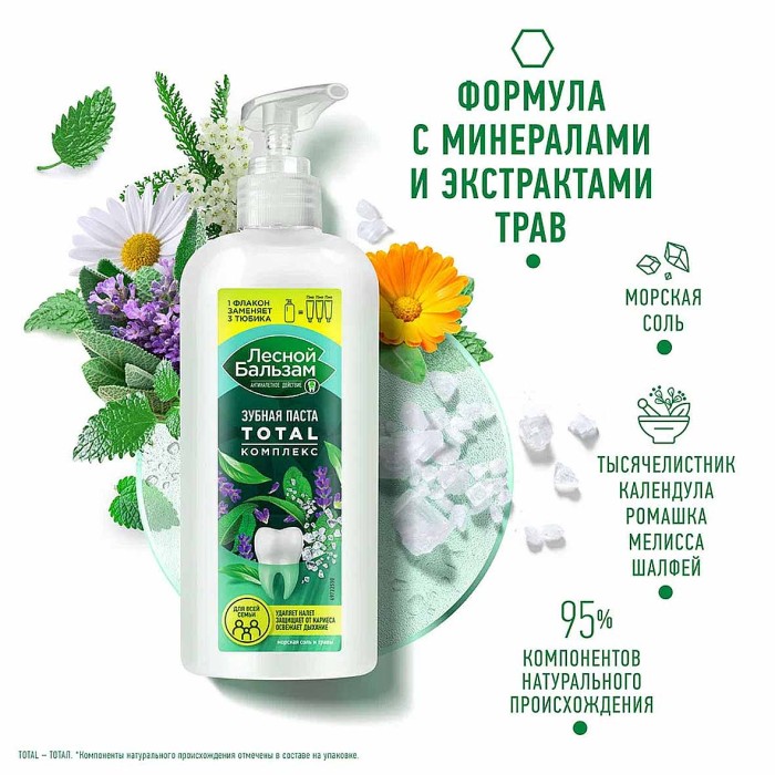 Зубная паста Лесной Бальзам Total Морская соль и травы 290мл пэт