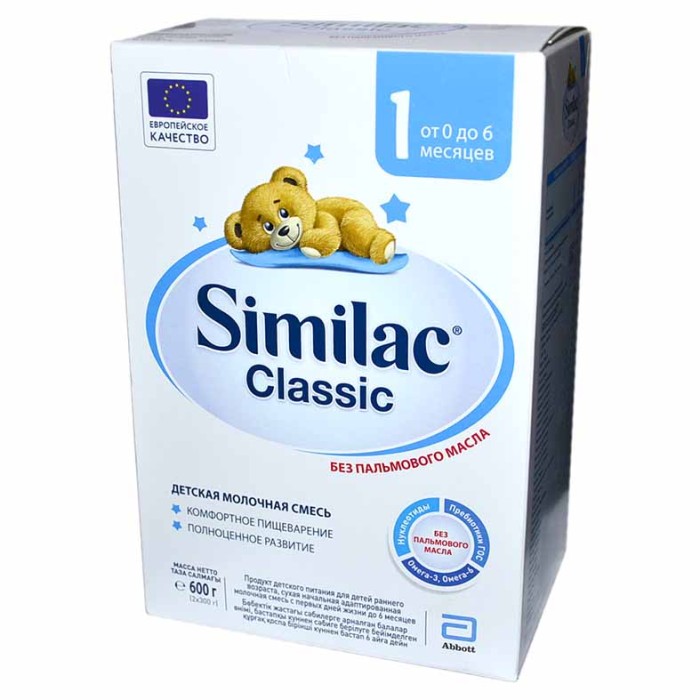 Смесь Similac Classic 1 молочная с 0-6мес 600гр к/у