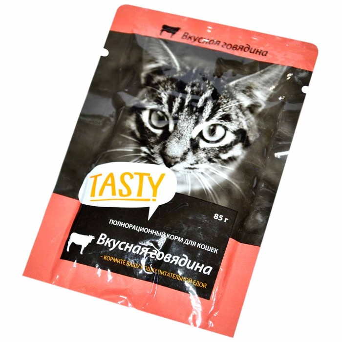 Корм для кошек Tasty Вкусная говядина в желе 85гр пауч
