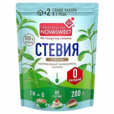 Заменитель сахара Novasweet Stevia 200гр м/у