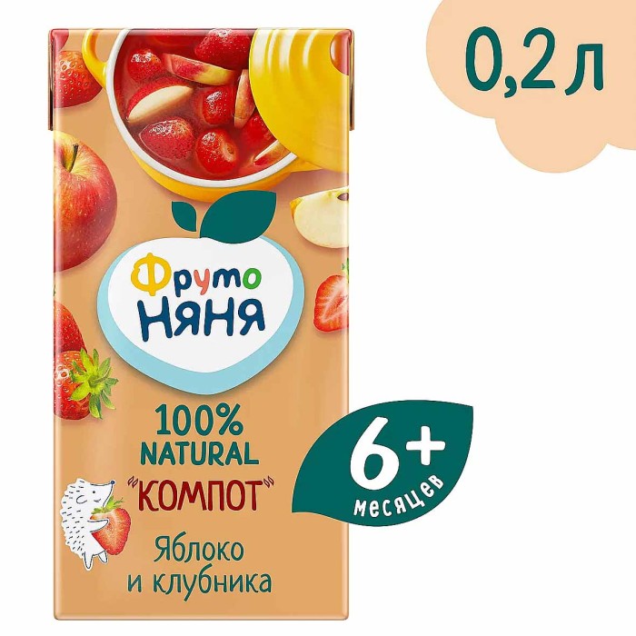Компот Фруто Няня яблоко-клубника 200мл т/п