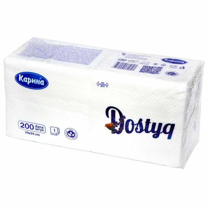 Салфетки бумажные Карина Dostyq 200шт м/у