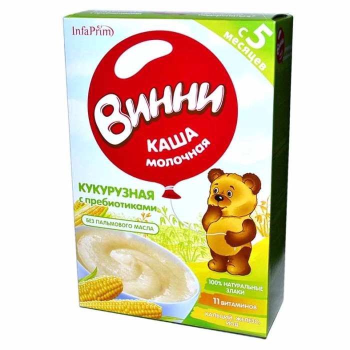 Каша Винни кукурузная молочная с пребиотиками с 5мес 200гр к/у