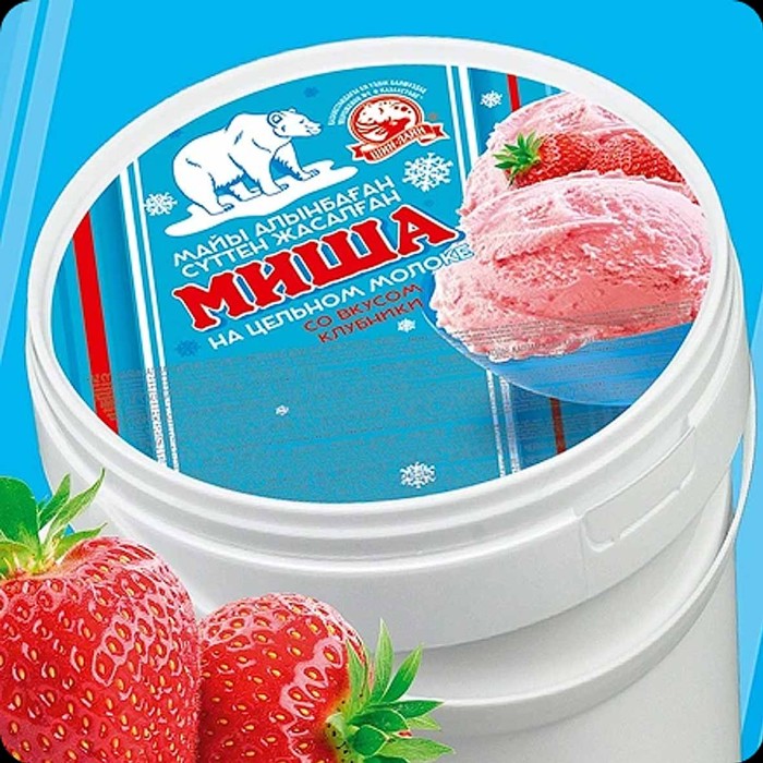 Мороженое Миша Клубничное 1000гр ведро