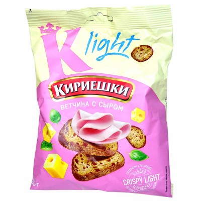 Сухарики Кириешки Light ржаные вкус ветчина с сыром 80гр м/у