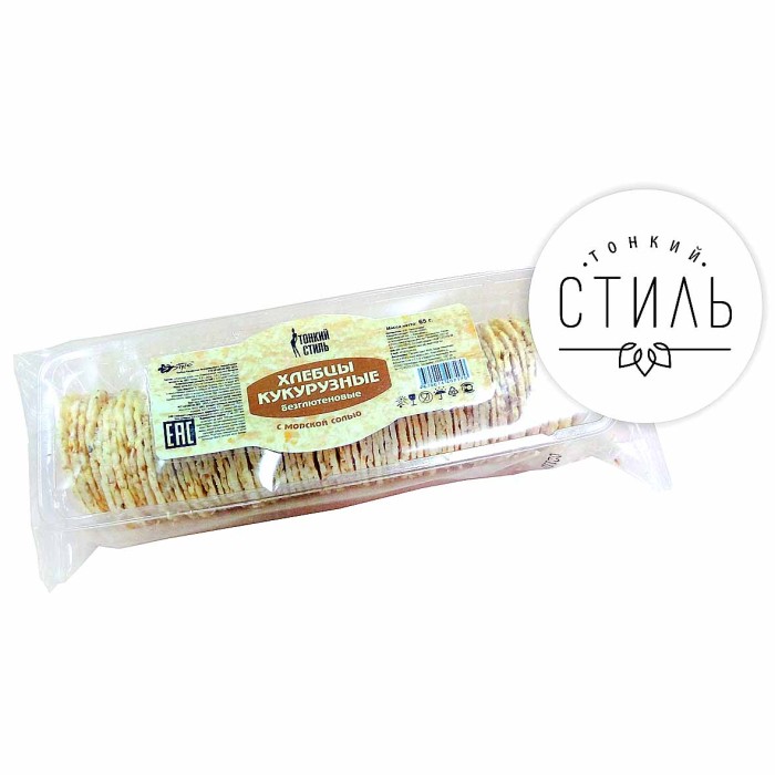 Хлебцы Продпоставка Тонкий стиль кукурузные с морской солью б/глют 60гр