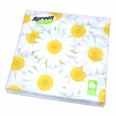 Салфетки бумажные Bgreen Ромашки 3сл 33*33см 20шт м/у