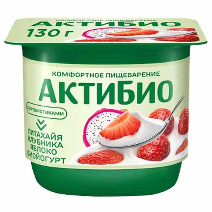 Биойогурт Актибио клубника-питахайя-яблоко 2,9% 130гр пэт