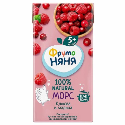 Морс Фруто Няня клюква-малина 5+ 200мл т/п